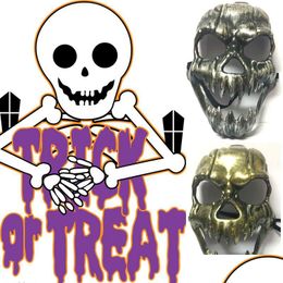 Party Masks Skeleton Horror Mask Halloween Skl Masquerade Adt Fl Face Retro Plastic Prop Supplies Dbc Drop Delivery Home Garden Festi Dhush