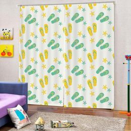 Curtain Custom 3D Door Curtains Panel Cool Summer Slippers Star Pattern Polyester For Living Room Home Drapes