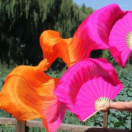 Stage Wear Arrival 1pair 180cm Length Belly Dancing Real Silk Fans Veils Pink/Orange Mixed China High Quality S/M/L