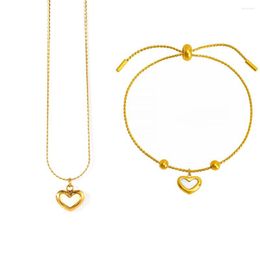 Charm Bracelets Titanium Steel Gold Colour Necklaces Draw String Trendy Simple For Women Men Fashion Party Jewellery