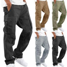 Mem Multi-bolsos Calça Cargo Primavera Verão Masculino Streetwear Com Zíper Perna Corredor Magro Trabalho Algodão Calças Casuais