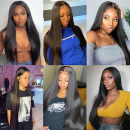 Lace Wig Brazilian Straight Lace Part Wig 180% Pre Plucked Natural Hairline 13x1 Human Hair Lace Front Wigs Remy 8-26 Inch