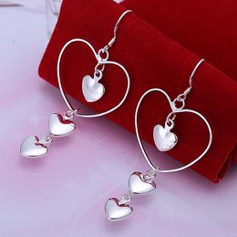 New trend 925 Sterling Silver Earrings for Women fashion Jewelry love heart long earrings Valentine's Day Gifts