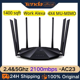 Routers Tenda WiFi Router AC23 AC2100 Dual Band 2.4G 5GHz Gigabit Router Beamforming Parental Control Guest Network Range Extender