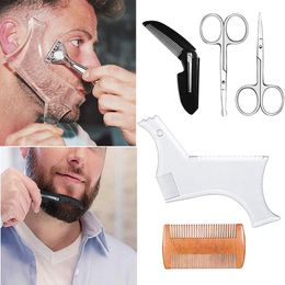 Blade 5Pcs/set Men Beard Shaping Styling Template Comb Transparent Men's Beards Combs Beauty Tool For Hair Beard Trim Templates