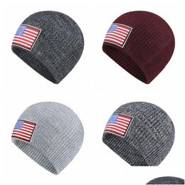 Party Hats Knitted Hat Winter Fashion Warm Hedging Cap Flag Labelling Street Hiphop Sports Casual Slouchy Caps Men Women Unisex Ear P Dhvtb