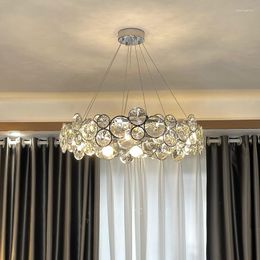 Pendant Lamps Light Luxury Led Crystal Chandelier In Living Room Post-modern Simple High-grade Bedroom Designer