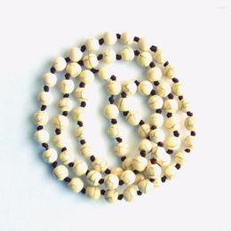 Chains Knotted Necklace Long Necklaces 20/30/42inch 8MM White Howlite Hand Yoga Mala Beads Endless Infinity Beaded