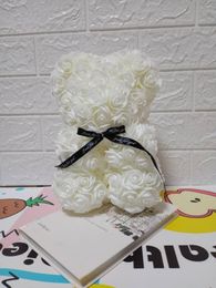 Decorative Flowers 25cm Foam Rose Bear Fake Flower Valentines Romantic Gift Artificial Cute For Birthday Christmas Women Gifts