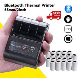 Printers Mini 58mm Thermal Printer Paper Bill Invoice Receipt Printer Inkless Bluetooth Wireless PC Android iOS USB Impresoras DC5V 2A