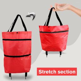 Shopping Bags Oxford Easy Installation Supermarket Cart Folding Waterproof High-Capacity For Camping Trip With Wheel Reusable Tug Bag