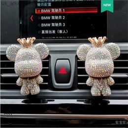 Creative new product car air outlet perfume clip diamond violent bear fragrance light cute ornament decoration supplies L230523