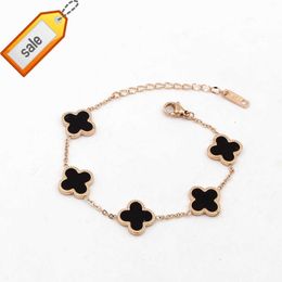 Wholesale Titanium steel Gold Plated Women's Gift Four Leaf Clover Bracelet lucky bracelet Jewellery for women