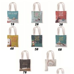 Other Festive Party Supplies Foldable Christmas Tote Bag Lovely Letters Printed Canvas Student Casual Shop Gift Snacks Kids Reusab Dhtix