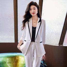 Women's Two Piece Pants Formal Uniform Design Pantsuits Women Business Work Wear Suits With And Jackets Coat Professional Blazers Trousers