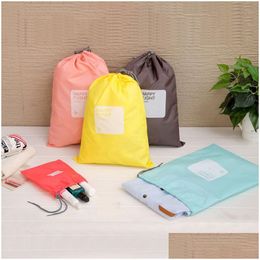 Storage Bags 4 Pcs/Set Waterproof Travel Dstring Bag Shoe Laundry Lingerie Makeup Pouch Cosmetic Toiletry Underwear Organizer Vt1598 Dh6Ib