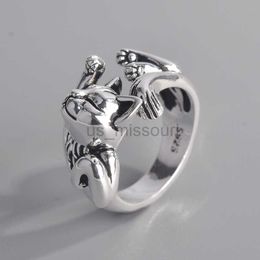 Anelli a fascia Cute Fortune Cat Shape Women Opening Rings Silver Color Dance Party Finger Ring Delicate Girl Gift 2021 New Fashion Jewelry J230531