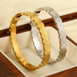 Bangle Greatera Trendy Stainless Steel Round Coin Bangles Bracelets For Women Gold Silver Color Metal Bracelet Waterproof Jewelry 2023