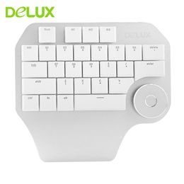 Combos Delux T11 Designer Single Hand Ergonomic Keyboard + Surface Dial + M618 Mini Wireless Bluetooth Vertical Mouse Combo For Laptop