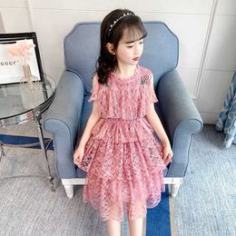 Girl's Dresses Girls Summer Dress New Tulle Hollow Design Kids Princess Dress For Girls Evening Dress Kids Clothing