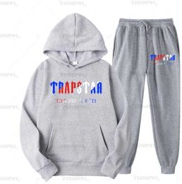Men's Tracksuits TRAPSTAR Printed Sportswear Men Two Pieces Set Loose Hoodie Sweatshirt Pants jogging suit clothing Motion design 64ess