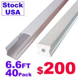 6.6ft/2Meter U Shape LED Aluminium Channel System with Milky Cover, End Caps and Mounting Clips, Aluminium Profile for LED Strip Light, Very Easy Installation crestech
