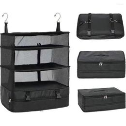 Storage Bags Hook Portable Cube Collapsible 3-Shelf Bag Luggage Organizer Shelves