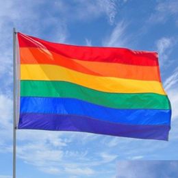 Banner Flags Rainbow Flag 3X5Ft 90X150Cm Gay Pride Polyester Colorf Lgbt Lesbian Parade Decoration Dbc Drop Delivery Home Garden Fes Dhksa