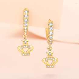 Dangle Earrings 2023 S925 Sterling Silver Fine Star Crown Drop For Women Fashion Wedding Gift Jewellery