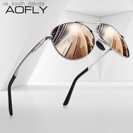 AOFLY DESIGN Men Classic Pilot Sunglasses Polarised Aviation Frame fashion Sun glasses For Male Driving UV400 Protection AF8208 L230523