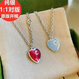 20% off 2023 New designer jewelry bracelet necklace ring 925 old interlocking neck enamel Red Blue Love Pendant women's clavicle chain