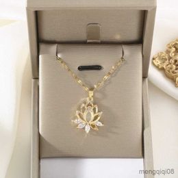 Pendant Necklaces fashion opal lotus pendant necklace for women brides wedding banquets charm flower jewelry Gift