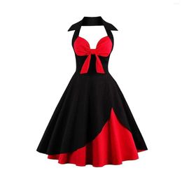 Casual Dresses Elegant For Women Formal Occasion Vintage Halter Dress Floral Retro Cocktail Vestidos Outfits