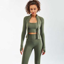 Tracksuits Latest Zipper Long Sleeve Yoga 2PCS High Waist Fitness Gym Set Women's Athletic Training Wear Tracksuit Academic P230531