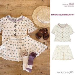 Clothing Sets Girls' Set 23 Summer New Girl Heavy Industry Flower Shirt Trim Skirt Two-piece