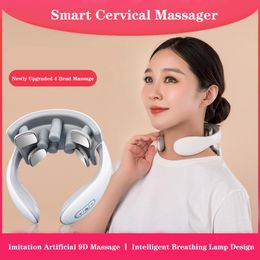 Relaxation Vibration Neck Masssger Rechargeable Low Frequency Pulse Cervical Massager Smart Electric Neck Massager Hot Compress Massage