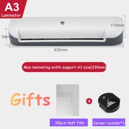 Laminator A3 Laminator Sheets Laminating Machine with Corner Rounder for A3A4 Document Photo Blister Packaging Plastic Film Roll Laminator