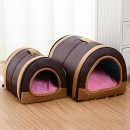 Mats Dog House Nest With Mat Foldable Home Pet Dog Bed Cat Puppy Dog Kennel For Small Medium Dogs Animals Chihuahua Beds Mat Cushion