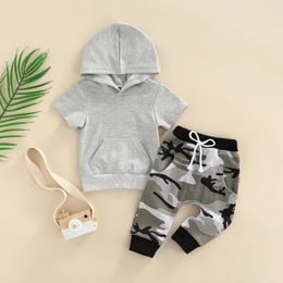 Clothing Sets CitgeeSummer Toddler Born Baby Boy Pants Outfits Short Sleeve Pocket Hoodie Camouflage Pattern Clothes Set
