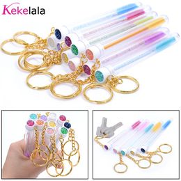 Tools Kekelala Newest 10/5Pcs Eyelash Brush Tube With Gold Chain Glitter Mascara Wand For Lash Extension Clear Micro Comb Container