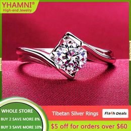 Band Rings YHAMNI 21 Style Good Quality Clear CZ Ring Pure White Tibetan Silver Platinum Color Rings For Women Wedding Band Gift Jewelry J230531