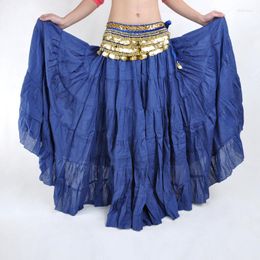 Stage Wear Women Linen Yoga Belly Dance Skirt Costumes Solid Color Gypsy Tribal Dancing Show Maxi Dress Performances