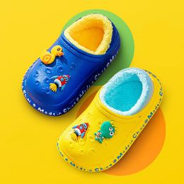 Slipper Kids Slippers Children Home Shoes Cartoon Winter Plush Warm Waterproof Boys Girls Baby Soft Sole Anti-Slip 230530