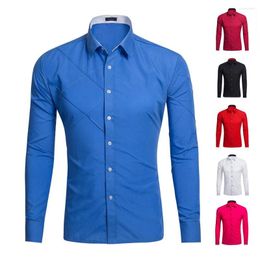 Men's Casual Shirts Spring Men US Size Long Sleeve Button Up Red Pink Streetwear Boys Office Wear Shirt Top Plus XXL