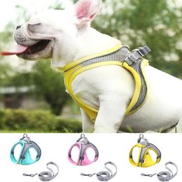 Dog Collars Adjustable Harness Leash Set For Small Dogs Puppy Cat Reflective Vest Chihuahua Pug Outdoor Walking Lead