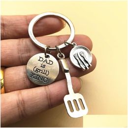 Other Festive Party Supplies Creative Tableware Keychain Letter Print Personalise Car Metal Keyring Small Key Chain Ring Fathers D Dhqe5