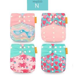 5lds E72b Cloth Diapers Happyflute Fashion Style Baby Nappy 4pcsset Cover Waterproof Reusable 230203