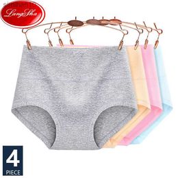 Briefs Panties High Waist 4Pcs/Set Women Panties Slimming Briefs Pure Cotton Breathable Solid Lingerie Comfot Sexy Female Underwear Plus Size L230518