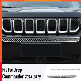 New 2Pcs Front Grille Grill Cover Inserts Frame Trims Protective Grid for 2018 2019 Jeep Grand Commander