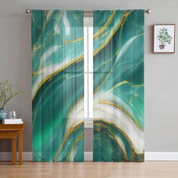 Curtain Marble Texture Green Voile Sheer Curtains For Living Room Window Chiffon Tulle Kitchen Bedroom Wedding Drapes Home Decor